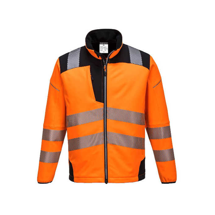 KURTKA ROBOCZA PORTWEST PRW-T402 OSTRZEGAWCZA SOFTSHELLOWA POMARAŃCZOWO-CZARNA