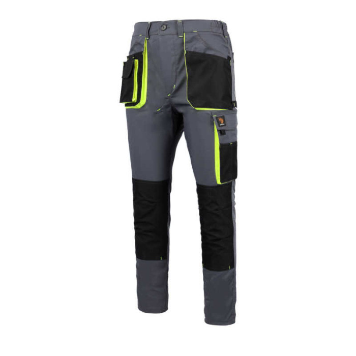 SPODNIE ROBOCZE PROCERA PROMAN STRETCH 250, DO PASA, WYTRZYMAŁE, FUNKCJONALNE, SZARO-ŻÓŁTE