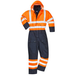 KOMBINEZON ROBOCZY PORTWEST PRW-S485 OSTRZEGAWCZY WODOODPORNY OCIEPLANY POMARAŃCZOWO-GRANATOWY
