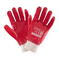 RĘKAWICE ROBOCZE PROCERA X-POVI RED, OBLANE PVC, BAWEŁNIANE, CZERWONE