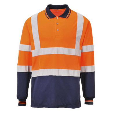 KOSZULKA POLO PORTWEST PRW-S279ONR OSTRZEGAWCZA Z DŁUGIMI RĘKAWAMI POMARAŃCZOWO-GRANATOWA KOSZULKA POLO PORTWEST PRW-S279ONR OSTRZEGAWCZA Z DŁUGIMI RĘKAWAMI POMARAŃCZOWO-GRANATOWA