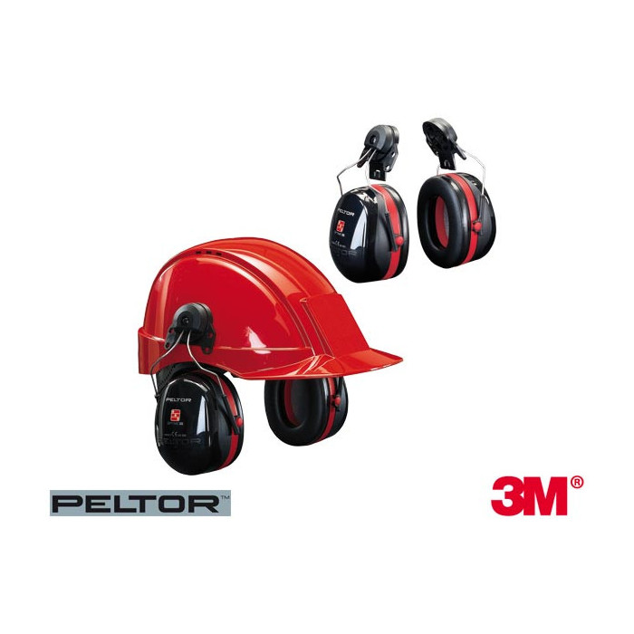 NAUSZNIKI PRZECIWHAŁASOWE 3M PELTOR 3M-H540P3E, NAHEŁMOWE, SNR 34dB, CZARNO-CZERWONE