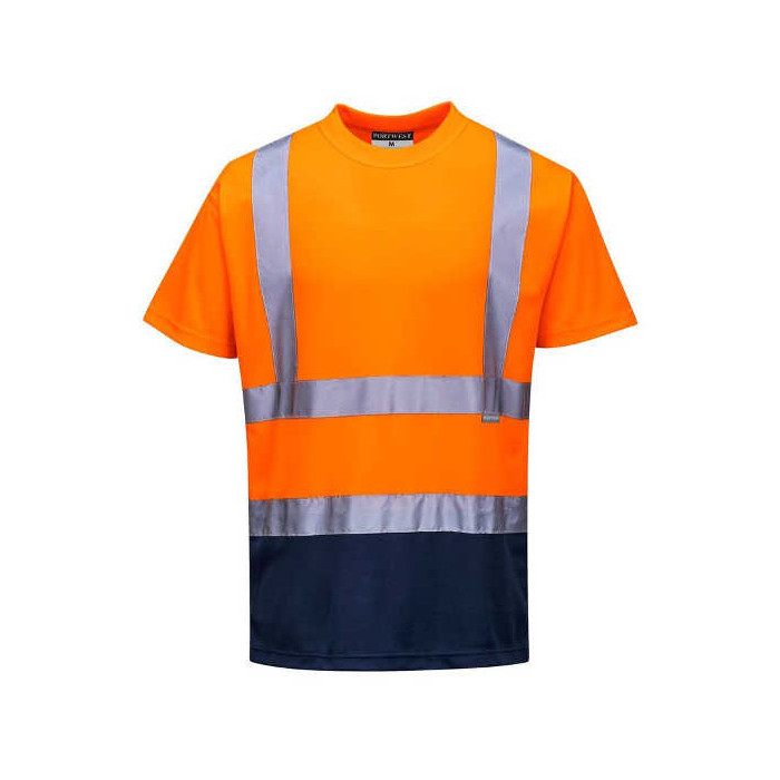 T-SHIRT PORTWEST PRW-S378ONR OSTRZEGAWCZY POMARAŃCZOWO-GRANATOWY