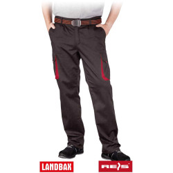 SPODNIE ROBOCZE REIS LANDBAX LAND LAND-T DO PASA CZARNO-CZERWONE