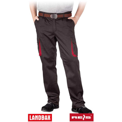 SPODNIE ROBOCZE REIS LANDBAX LAND LAND-T DO PASA CZARNO-CZERWONE