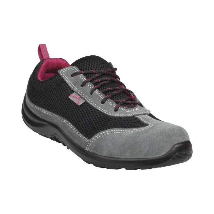 PÓŁBUTY ROBOCZE DELTA PLUS LIGHT WALKERS COMO S1P SRC DAMSKIE Z WELURU MESHU CZARNY-FUKSJA PRACE REMONTOWE RZEMIOSŁO LOGISTYKA