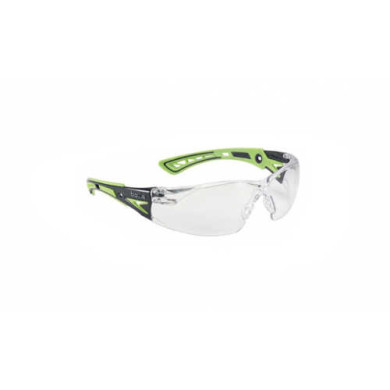OKULARY OCHRONNE BOLLÈ SAFETY RUSH+ PRZEZROCZYSTE, POLIWĘGLAN, ANTI-SCRATCH, ANTI-FOG, OCHRONA UVA/UVB – ZIELONO-CZARNE