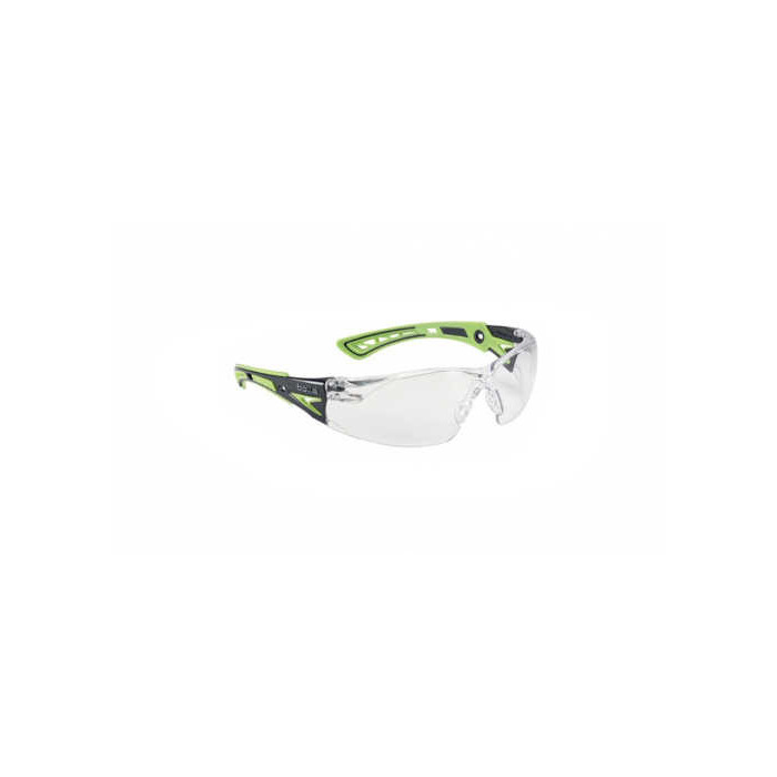 OKULARY OCHRONNE BOLLÈ SAFETY RUSH+ PRZEZROCZYSTE, POLIWĘGLAN, ANTI-SCRATCH, ANTI-FOG, OCHRONA UVA/UVB – ZIELONO-CZARNE