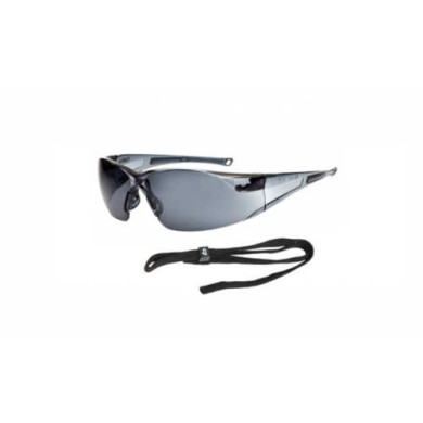 OKULARY OCHRONNE BOLLÈ SAFETY RUSH PRZECIWSŁONECZNE, POLIWĘGLAN, ANTI-SCRATCH, ANTI-FOG, OCHRONA UVA/UVB – PRZYDYMIONE Z PASKIEM