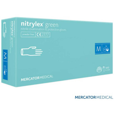 RĘKAWICE NITRYLOWE MERCATOR MEDICAL RMM-NITGREEN BEZPUDROWE OP. 100 SZT MIĘTOWE