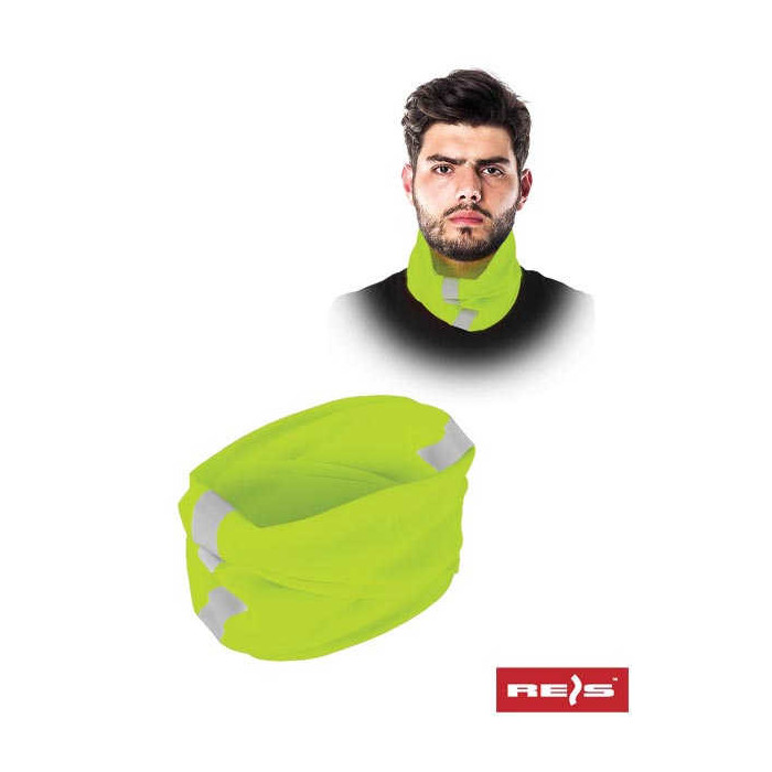 KOMIN OCHRONNY REIS BAND-NEON Z PASEM ODBLASKOWYM 100% POLIESTER SELEDYNOWY