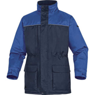 KURTKA ROBOCZA DELTA PLUS HELSINKI2 OCIEPLANA Z KAPTUREM POWLEKANA PVC POLIESTER GRANATOWO-NIEBIESKA S-3XL