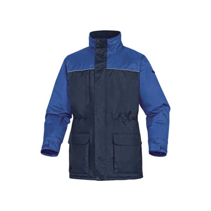 KURTKA ROBOCZA DELTA PLUS HELSINKI2 OCIEPLANA Z KAPTUREM POWLEKANA PVC POLIESTER GRANATOWO-NIEBIESKA S-3XL