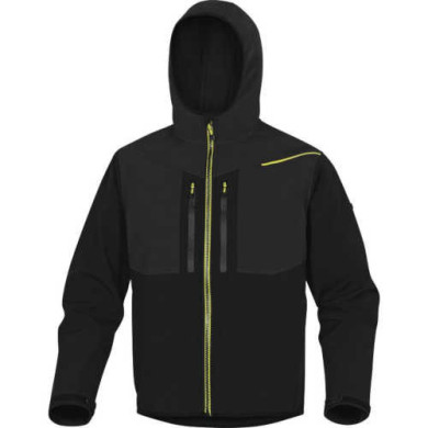 BLUZA ROBOCZA DELTA PLUS HORTEN2 Z KAPTUREM SOFTSHELLOWA CZARNO-ŻÓŁTA S-3XL