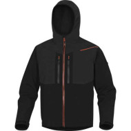 BLUZA ROBOCZA DELTA PLUS ORSA 2W1 RIPSTOP SOFTSHELLOWA GRANATOWO-POMARAŃCZOWA CAŁOROCZNA OCHRONA PRZED ZIMNEM I WIATREM