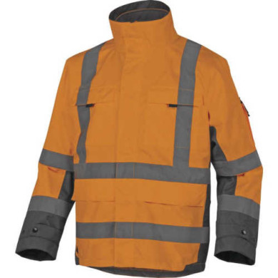 KURTKA ROBOCZA DELTA PLUS TARMAC 4W1 Z KAPTUREM OSTRZEGAWCZA POMARAŃCZOWO-SZARA S-3XL