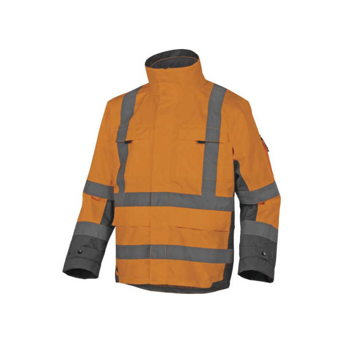 KURTKA ROBOCZA DELTA PLUS TARMAC 4W1 Z KAPTUREM OSTRZEGAWCZA POMARAŃCZOWO-SZARA S-3XL
