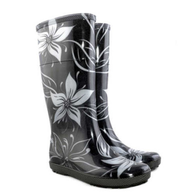 KALOSZE ROBOCZE DEMAR AVENEW HAWAI LADY EXCLUSIVE EC 0077, DAMSKIE, ZE WZOREM KWIATOWYM, CZARNE