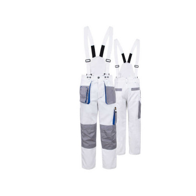 SPODNIE ROBOCZE PROCERA PROMAN DUAL COTTON DO PASA BAWEŁNA 100% BIAŁE Z ODPINANYMI SZELKAMI