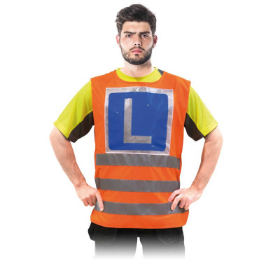 NARZUTKA ROBOCZA KOS-ROAD-L Z OZNACZENIEM NAUKA JAZDY L  ODBLASKOWA OSTRZEGAWCZA P0OMARAŃCZOWA