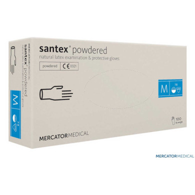 RĘKAWICE LATEKSOWE MERCATOR MEDICAL RMM-LATSANTEX DIAGNOSTYCZNE PUDROWANE OP. 100 SZT. KREMOWE