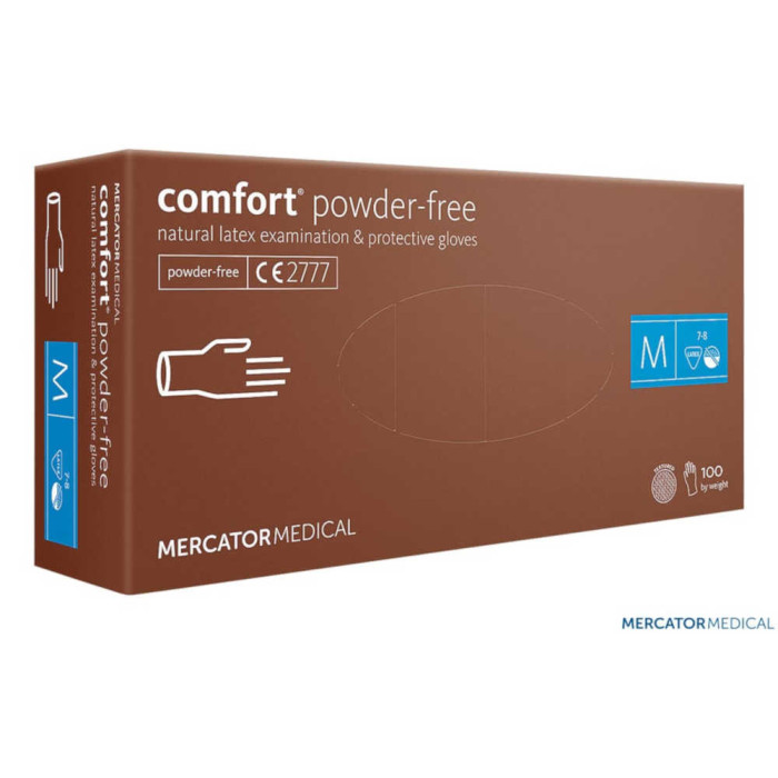 RĘKAWICE ROBOCZE MERCATOR MEDICAL RMM-COMFORT-PF LATEKSOWE BEZPUDROWE OP. 100 SZT KREMOWE