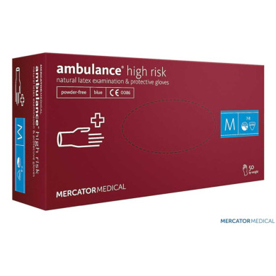 RĘKAWICE LATEKSOWE MERCATOR MEDICAL RMM-AMBULANCE BEZPUDROWE OP. 50 SZT. NIEBIESKIE