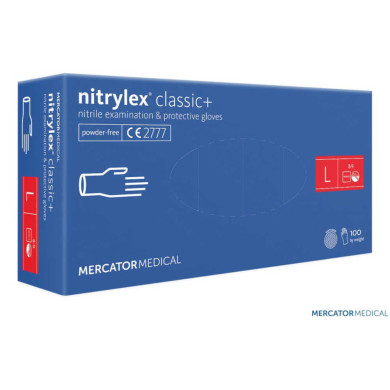 RĘKAWICE NITRYLOWE MERCATOR MEDICAL RMM-NITLAS BEZPUDROWE OP. 100 SZT. NIEBIESKIE
