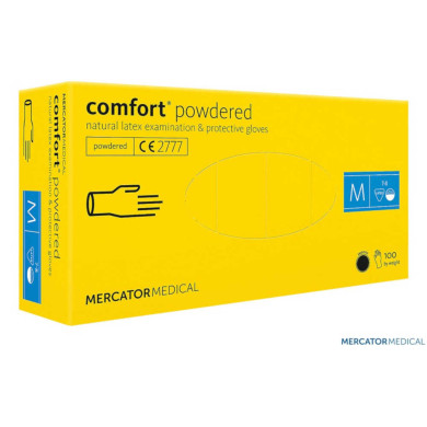 RĘKAWICE ROBOCZE MERCATOR MEDICAL RMM-COMFORT LATEKSOWE PUDROWANE OP. 100 SZT. KREMOWE