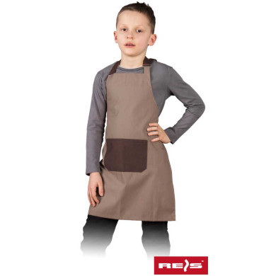 FARTUCH DLA DZIECI REIS FKINDER, DWA ROZMIARY, DZIECIĘCY 180 g/m2 BEŻOWO-BRĄZOWY