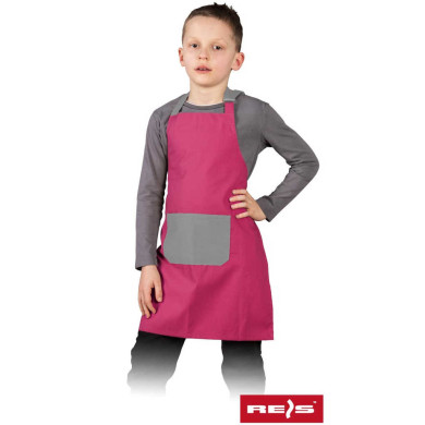 FARTUCH DLA DZIECI REIS FKINDER, DWA ROZMIARY, DZIECIĘCY 180 g/m2 CIEMNORÓŻOWO-SZARY