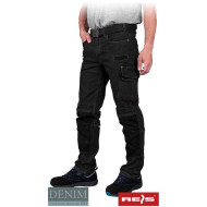 SPODNIE ROBOCZE REIS DENIM JEANS303-T DO PASA ELASTYCZNE JEANSOWE CZARNE