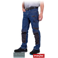 SPODNIE ROBOCZE REIS DENIM JEANS303-T DO PASA ELASTYCZNE JEANSOWE GRANATOWO-CZARNE